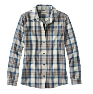L.L.Bean Women's Scotch Plaid Flannel Buttondown Shirt Slightly Fitted Small Pet